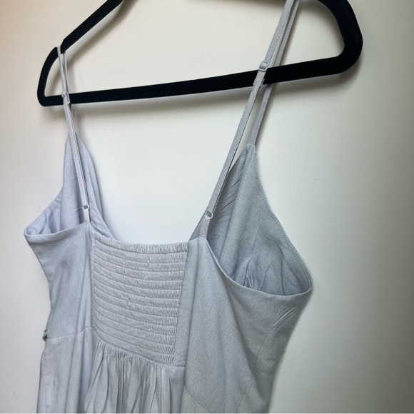 Urban Outfitters Grey Linen Blend Wrap Dress w/ Spaghetti Straps - Size Medium - Picture 11 of 13